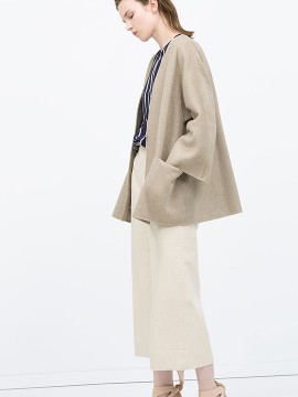 COAT WITH WOOL WRAPAROUND COLLAR